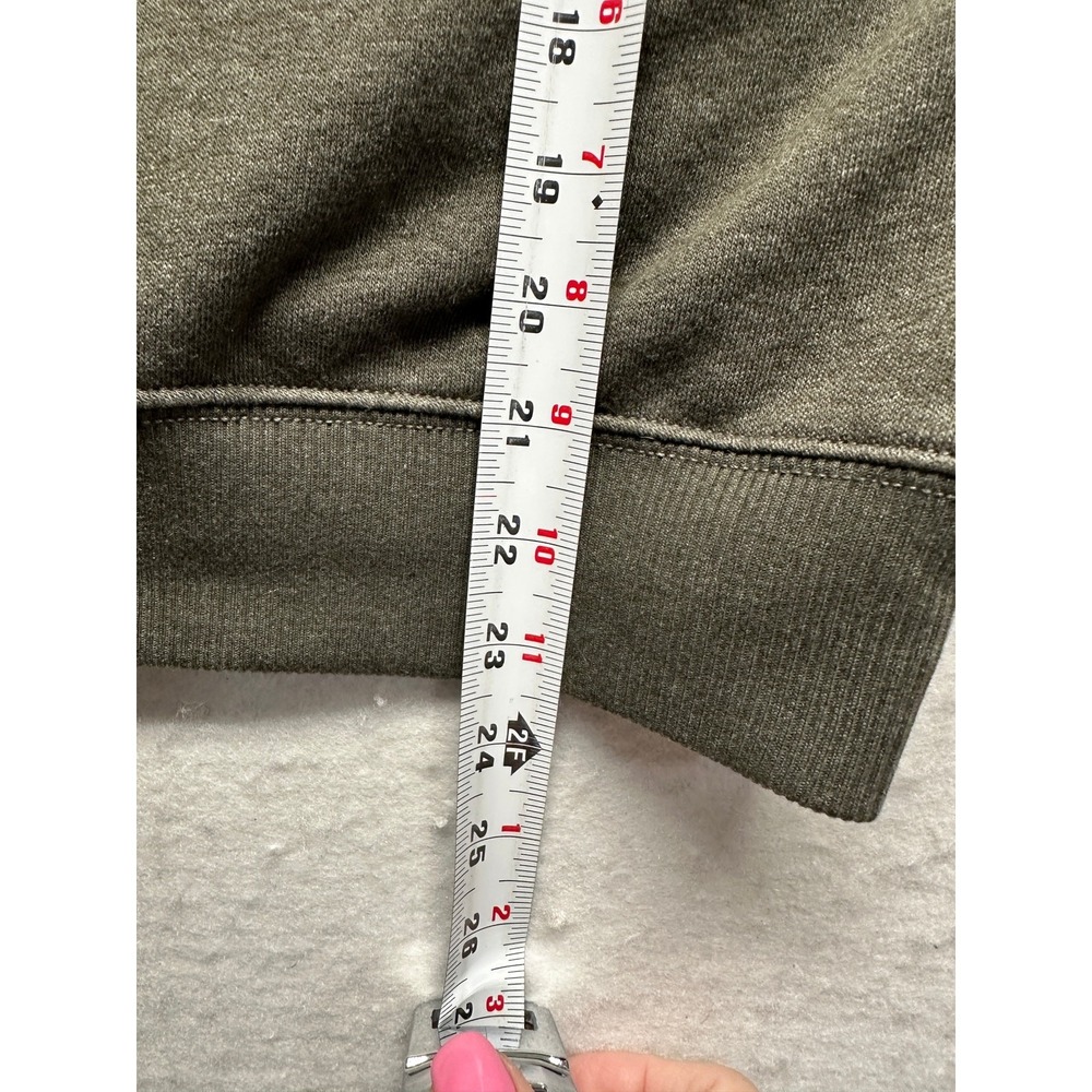 American Eagle Sherpa Collar Pullover Sweatshirt M Olive Green Cozy Button Neck - Picture 6 of 10